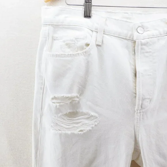 Joes Womens Scout Distressed Mid Rise Slim Boyfriend Cropped Jeans White - Picture 5 of 12